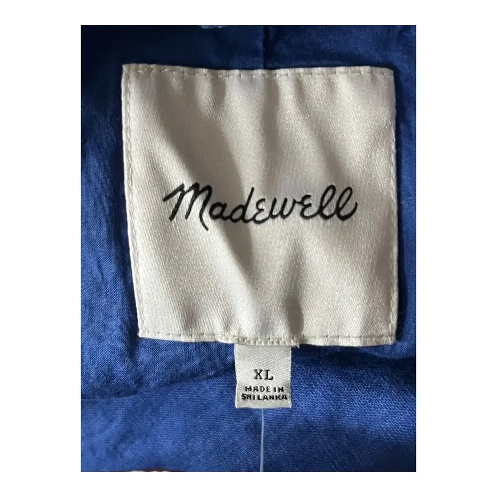 Madewell Double-Breasted Crossover Blazer in 100% Linen blue X-Large XL - Picture 5 of 7
